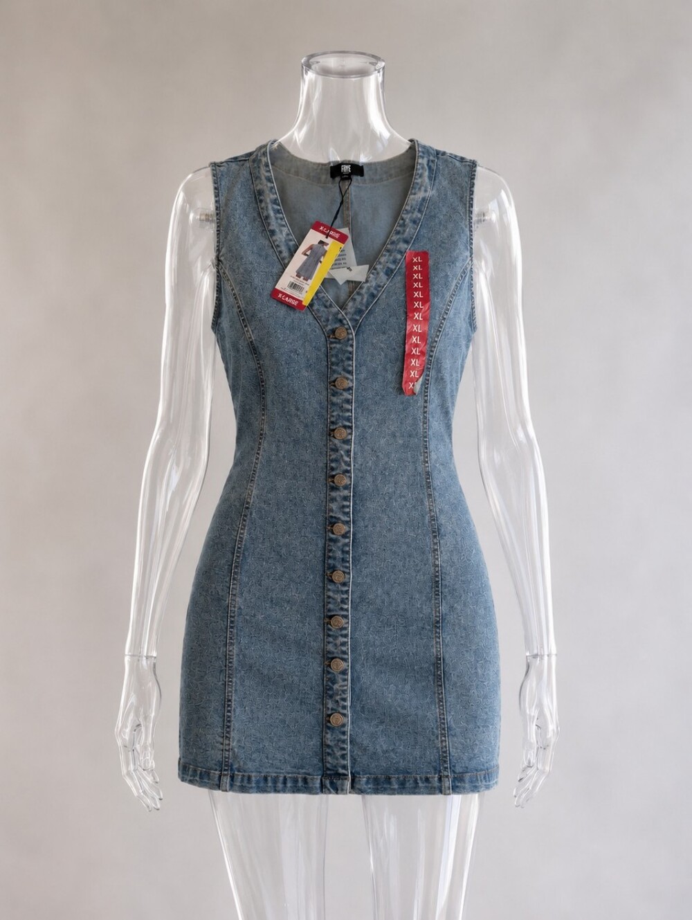 Frye Light Wash Denim Mini Dress Full Button size XL NWT